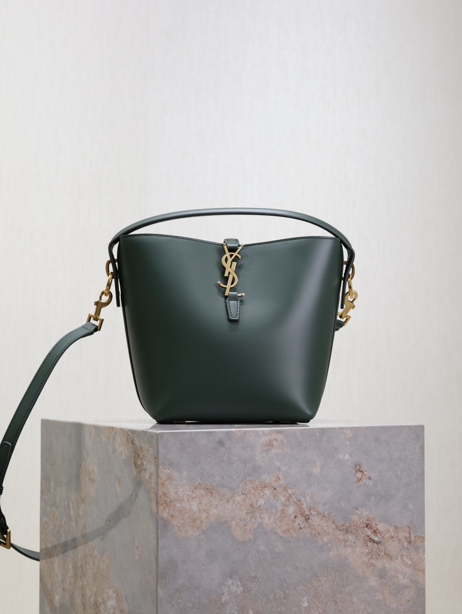 Ysl LE 37 Bucket Bag Small 749036 Dark Green